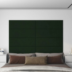 vidaXL Panouri de perete 12 buc. verde închis 90x30 cm catifea 3,24 m²