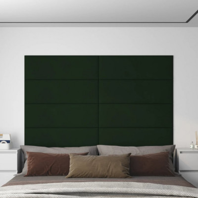 vidaXL Panouri de perete 12 buc. verde &amp;icirc;nchis 90x30 cm catifea 3,24 m&amp;sup2; foto