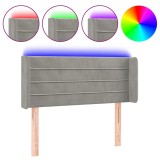 Cumpara ieftin Tablie de pat cu LED, gri deschis, 93x16x78/88 cm, catifea