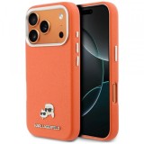 Husa MagSafe pentru Apple iPhone 17 Pro, Karl Lagerfeld, Saffiano Karl &amp; Choupette Pins, Portocalie