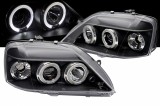Faruri LED Angel Eyes Dacia Logan (2004-2008) Negru Performance AutoTuning, KITT Lightning