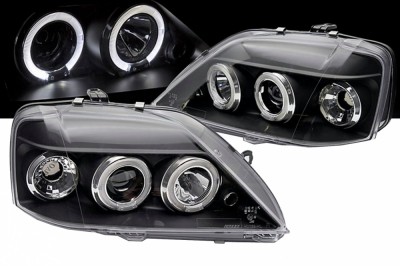 Faruri LED Angel Eyes Dacia Logan (2004-2008) Negru Performance AutoTuning foto
