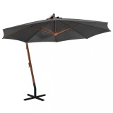 Umbrelă suspendată cu st&acirc;lp, antracit, 3,5x2,9 m, lemn brad, vidaXL