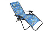 Sezlong-Scaun camping cu tetiera, din panza cu model pestisori, 120 KG, structura metalica, albastru, Gimihome