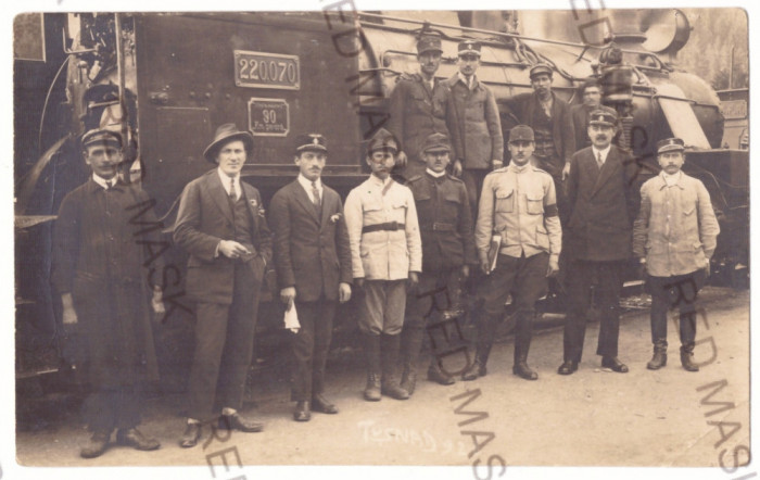 240 - TUSNAD, Harghita locomotive, train - old postcard real PHOTO - unused 1926