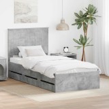vidaXL Cadru de pat Gri din beton 90 x 190 cm Lemn Ingineresc 3411162