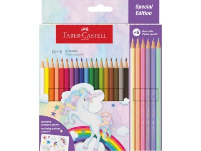 Creioane colorate hexagonale unicorni Faber-Castell 18 + 6 culori /set foto