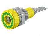 Soclu banană 2mm galben-verde 10A panou