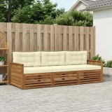 vidaXL Set de canapele de exterior cu pernă 3 pcs Natural și Crem 3382968