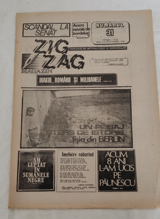 ZIG ZAG Magazin (9-15 octombrie 1990) Anul 1, nr. 31