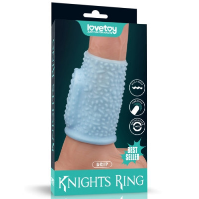 Manson Penis Knights Ring Drip cu Vibratii, Albastru foto