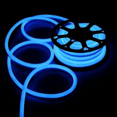 Furtun luminos Neon flexibil albastru, profil 1.8x2.5 cm, IP66 foto