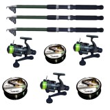 Set 3 lansete Eagle King 3,6m, trei mulinete Cobra si trei gute 0,30mm, Cool Angel