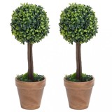 vidaXL Plante artificiale cimișir cu ghiveci, 2 buc. verde 41 cm minge