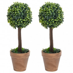 Plante artificiale cimisir cu ghiveci, 2 buc. verde 33 cm minge GartenMobel Dekor