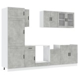 Cumpara ieftin Set dulapuri de bucatarie 8 piese &bdquo;Kalmar&rdquo; gri beton Lemn