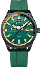 Ceas de B?rb?tesc Curren 8421-7 Sport &ndash; Ceas de B?rba?i cu Curea Silicon, Verde