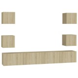 Cumpara ieftin Set de dulapuri TV, 6 piese, stejar sonoma, lemn prelucrat