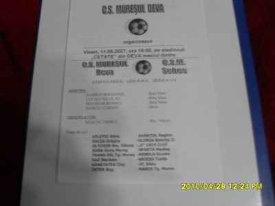 program Muresul Deva - CSM Sebes foto