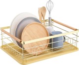 Scurgator de vase Navaris, cu suport de picurare, cu raft pentru farfurii, pahare si tacamuri, maro, 52545.04