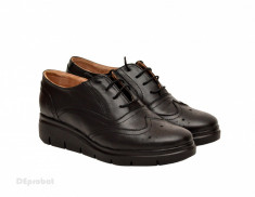 Pantofi dama negri casual-eleganti din piele naturala Oxford Black cod P161 foto