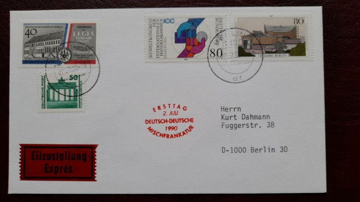 1990-plic circ.BERLIN OST-BERLIN WEST Expres-RAR