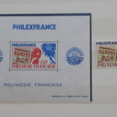 POLINEZIA FRANCEZA - PHILEXFRANCE 1982 - BL.6+ TIMBRU - MI 22+ 5,5 EURO -