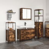 vidaXL Set mobilier baie, 3 piese, stejar fumuriu, lemn prelucrat