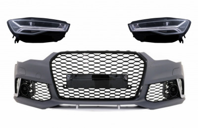 Bara Fata cu Faruri Full LED Semnalizare Dinamica Secventiala Audi A6 4G (2011-2018) RS6 Matrix Design Performance AutoTuning foto