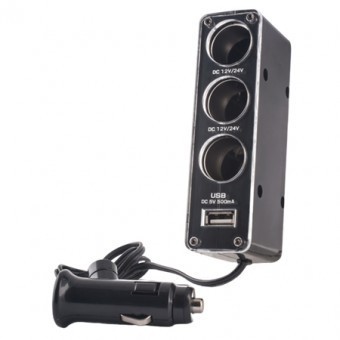 ADAPTOR PRIZA AUTO 3IN1 + USB foto