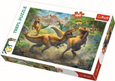 Puzzle clasic pentru copii - Tyrannosauri in lupta Dinozauri 160 piese foto