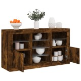 VidaXL Servantă cu lumini LED, stejar fumuriu, 123x37x67 cm