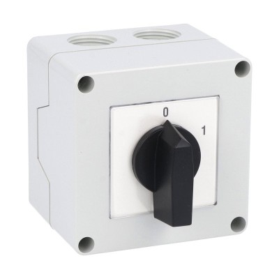 Intrerupator 20A 4kw 0-1 ON-OFF 3 poli IP65 cu came industrial aplicat casetat foto
