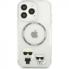 Husa Cover Karl Lagerfeld Magsafe cu Ring Karl&Choupette Bodies LOGO pentru iPhone 13 Pro Max Transparent