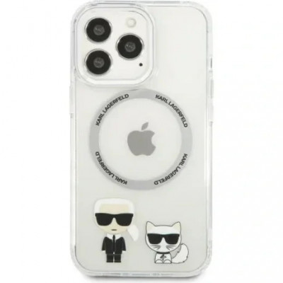 Husa Cover Karl Lagerfeld Magsafe cu Ring Karl&amp;amp;Choupette Bodies LOGO pentru iPhone 13 Pro Max Transparent foto