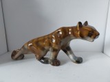 Bibelou vechi pantera leopard Faimar Baia Mare 50cm stanta originala faianta pictata manual Romania anii 70-80
