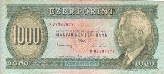 UNGARIA 1.000 forint 1993 VF+!!!