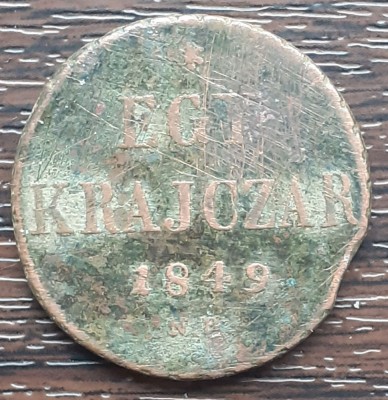 (M2544) MONEDA UNGARIA - 1 KRAJCZAR 1849 NB (BAIA MARE), TIRAJ 60.000 BUC, RARA foto