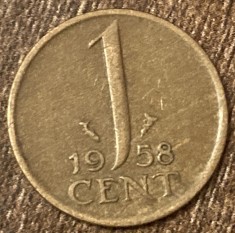 C50 - Moneda foarte veche - Olanda - 1 cent - 1958