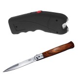 Set Autoaparare: Electrosoc 2.5mil V, 12cm + Briceag Stilet 31cm, Otel 440C, Deschidere Automata, Ideallstore