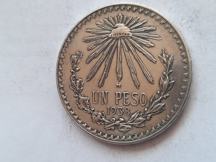 Moneda 1 peso 1938 argint Mexic