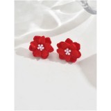 Cumpara ieftin Cercei Floare Rosie, Camellia - 414349