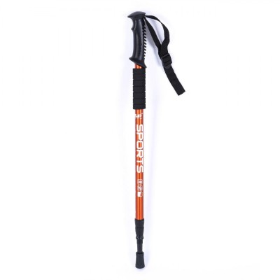 Băț Drumeție Aluminiu, Extensibil, Lungime 135cm, Culoare Negru-Portocaliu foto