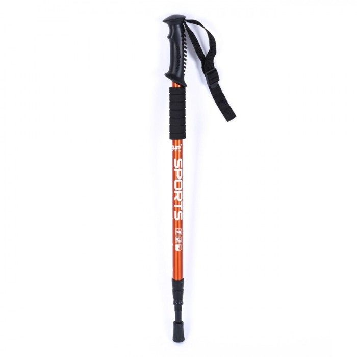 Băț Drumeție Aluminiu, Extensibil, Lungime 135cm, Culoare Negru-Portocaliu