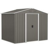 Outsunny Casută de Grădină, Magazie de Exterior pentru Unelte cu 2 Uși Culisante și 4 Prize de Aerisire, 236x174x190 cm, Gri | Aosom Romania
