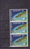 ROMANIA 1991 LP 1252 EUROPA 91 CEPT STRAIF 3 TIMBRE MNH, Nestampilat