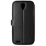 Husa tip carte cu stand neagra (cu decupaj casca) pentru Lenovo A859