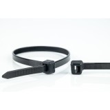 Bride din plastic, 100 bucăți, 200x2,5mm, negre, rezistente UV, PA6.6