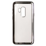 Husa silicon slim transparenta cu margini electroplacate negre pentru Samsung Galaxy S9 Plus