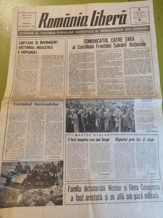 romania libera 24 decembrie 1989-familia ceausescu arestata,revolutia romana